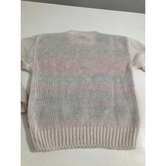 ADELL BARRE Large Vintage 80's Hand Knit Christmas Sweater Bows Pearl Beads - Picture 7 of 7